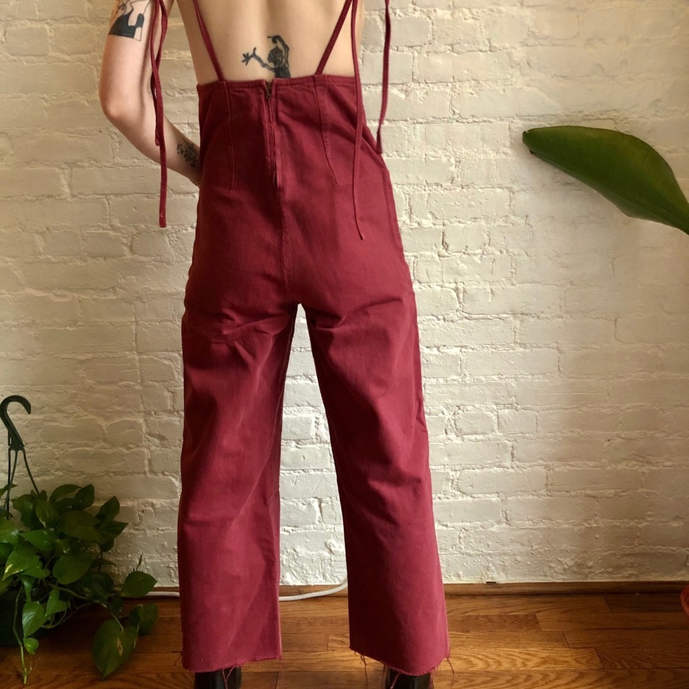 Maroon Denim Overalls